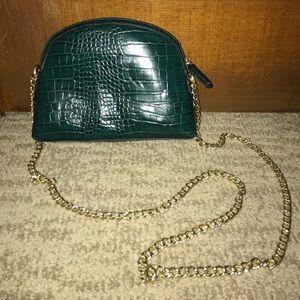 Crocodile print green purse